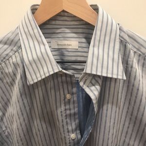 Ermenegildo Zegna Blue Striped Dress Shirt